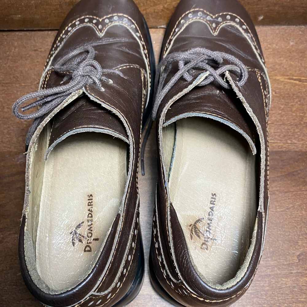 Classic Brown Leather Platform Wingtip Mules - Picture 7 of 7